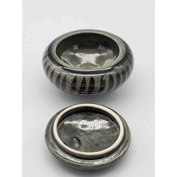 Tonala Mexico Lidded Trinket Dish Yellow Butterfies & Blue Flower Jewelry VTG - Picture 9 of 12